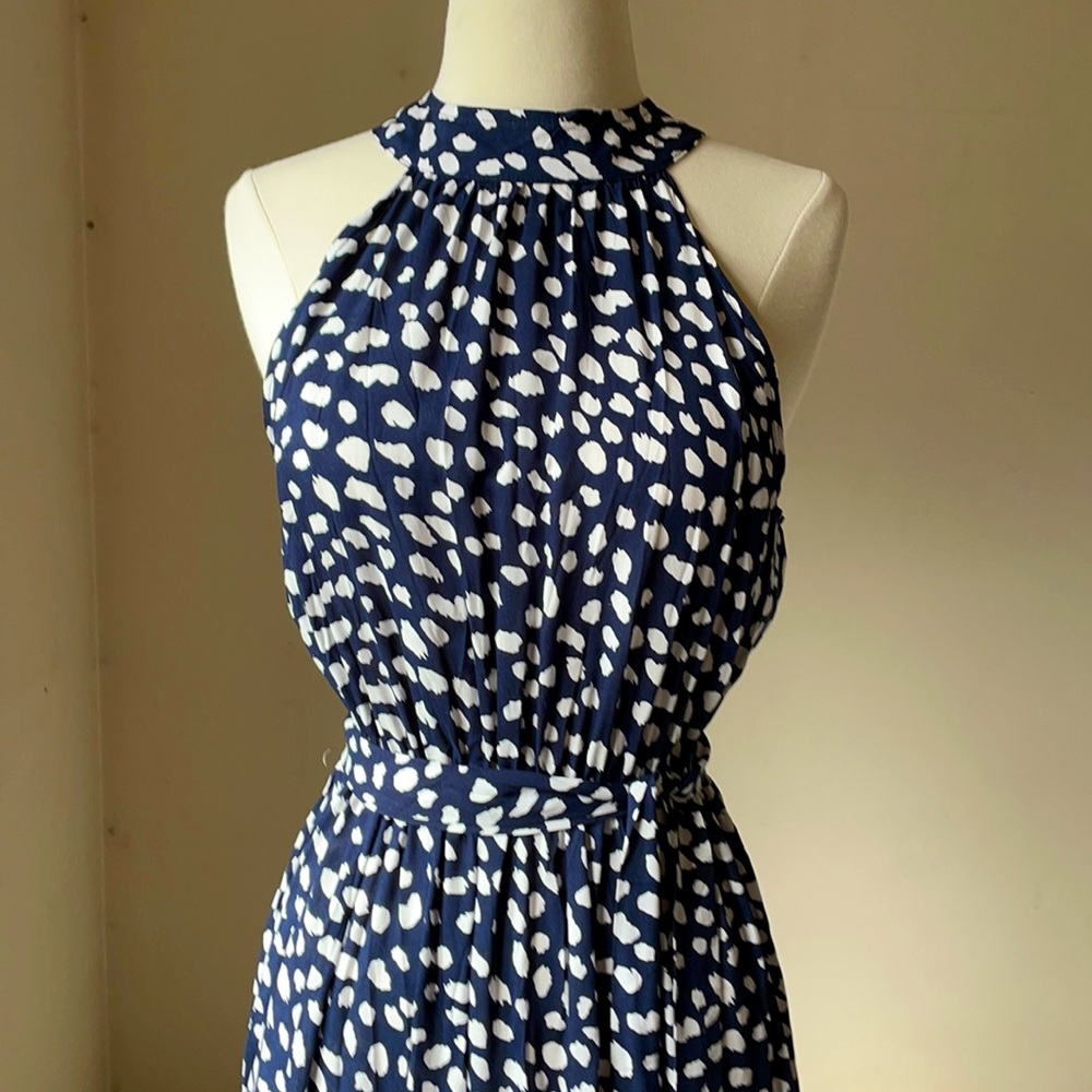 Elegant Navy and White Maxi Dress
